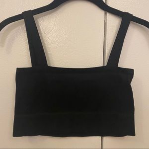 Urban Outfitters Cropped Ribbed Tank - Black